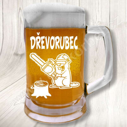 Pivní sklenice pro Dřevorubce s vtipným motivem
