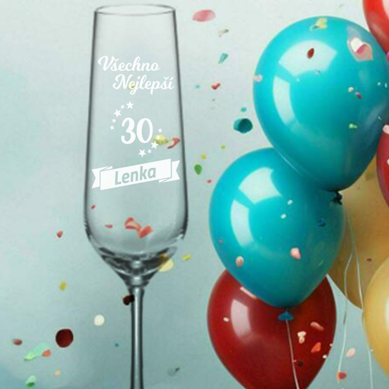 Sklenice na sekt s jakýmkoliv jménem k narozeninám v dárkové krabici Sklenice na sekt s jakýmkoliv jménem k narozeninám v dárkové krabici