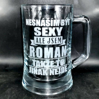 Pivní sklenice na pivo se jménem a s vtipným nápisem
