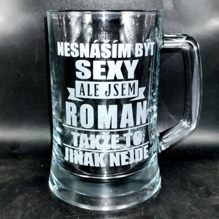 Pivní sklenice na pivo se jménem a s vtipným nápisem