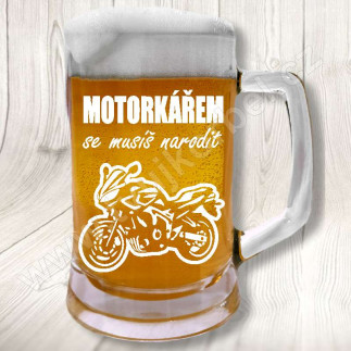 Pivní půllitr pro motorkáře s nápisem