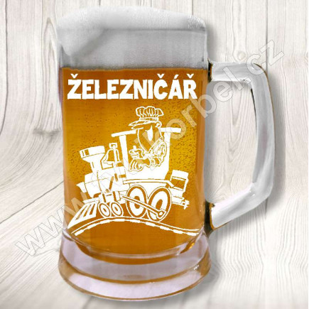Půllitr pro Železničáře s vtipným motivem