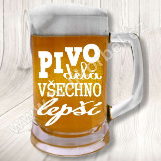 Sklenice na pivo s vtipným nápisem