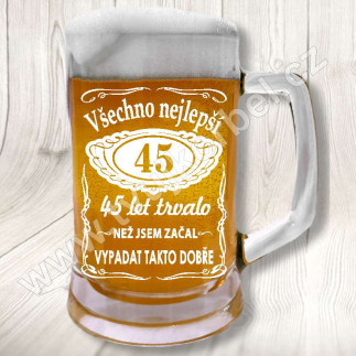 Půllitr s motivem k narozeninám ve stylu jack daniels