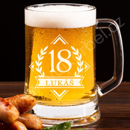 Půllitr s jakýmkoliv jménem a číslem na obraz lukáš 18