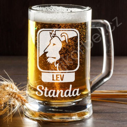 Půllitr s horoskopem Lev se jménem standa