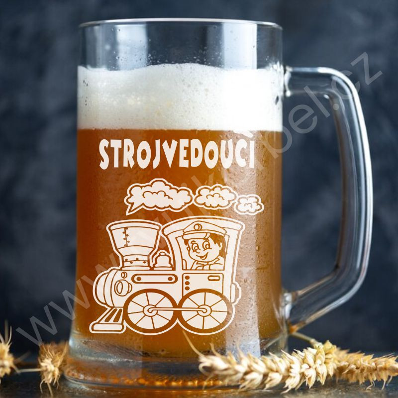 Pivní sklenice pro strojvedoucího